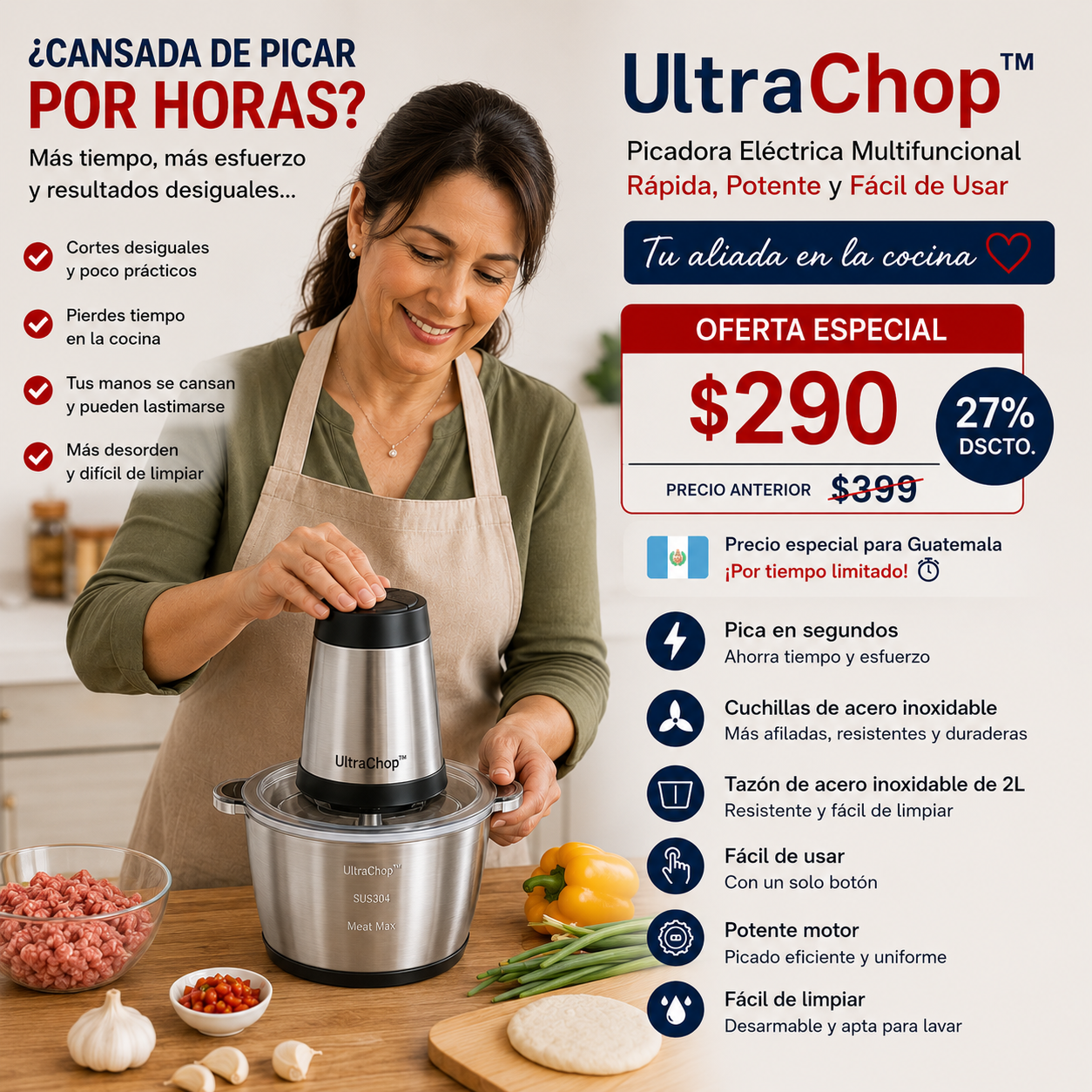 UltraChop™ ¿Cansada de perder tiempo cocinando?